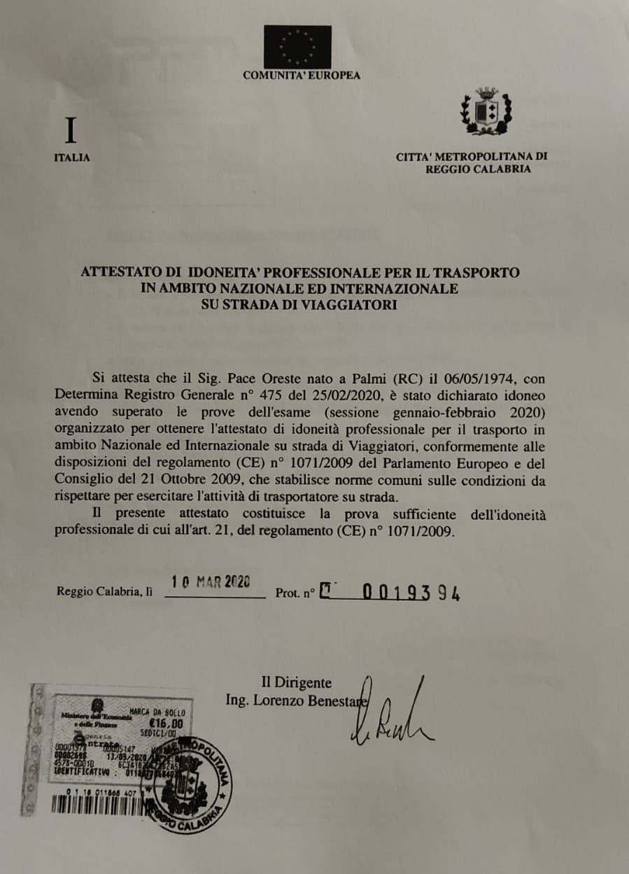 Attestato di Idoneità Professionale CE